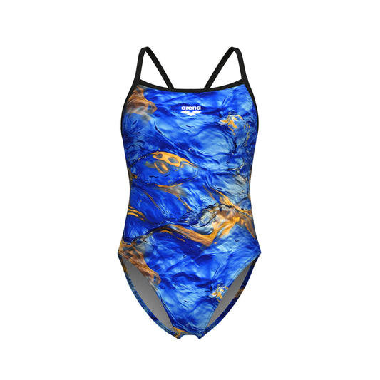 women's arena gold leaves swimsuit challenge back