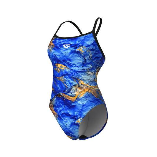 women's arena gold leaves swimsuit challenge back