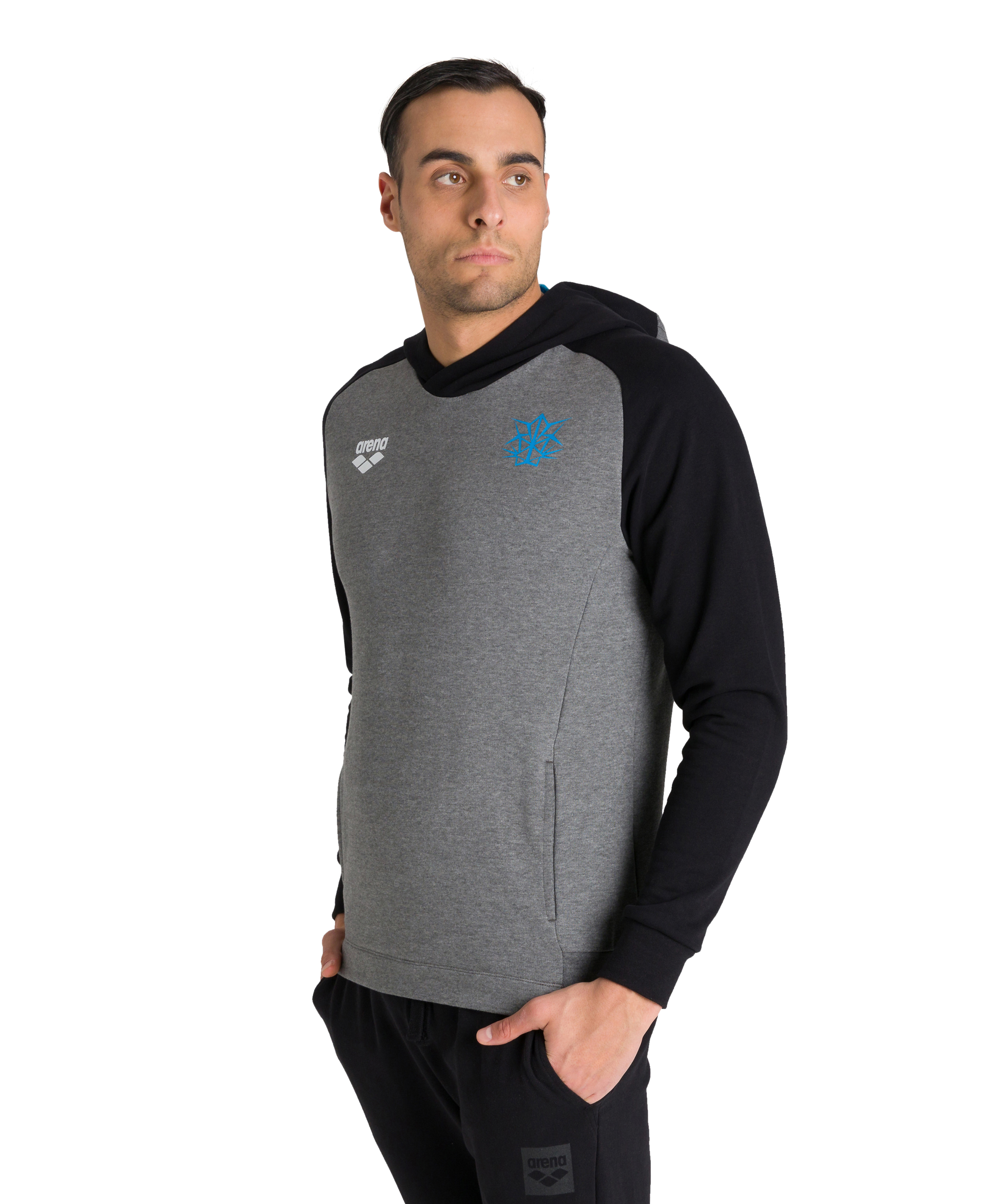 dark grey melange/black