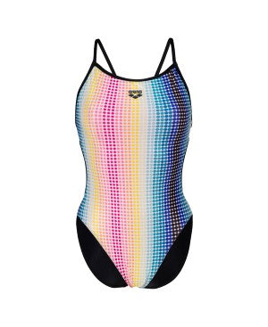 women's arena circle stripe swimsuit lace back