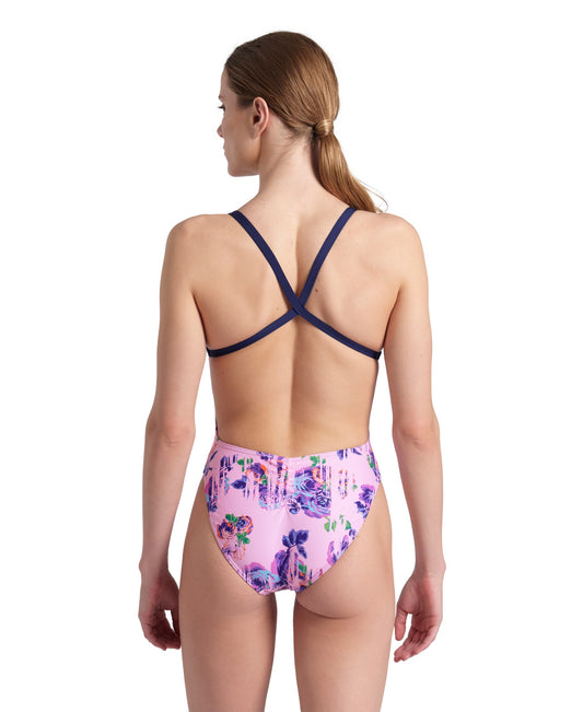 women's arena rose texture swimsuit xcross back