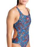 women's arena micro floral swimsuit swim tech back