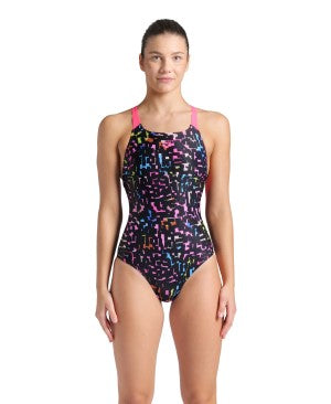 women's arena mosaic swimsuit swim pro back