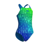 girl's arena multi colours swimsuit v back