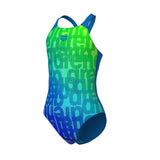 girl's arena multi colours swimsuit v back