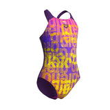girl's arena multi colours swimsuit v back