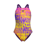 girl's arena multi colours swimsuit v back