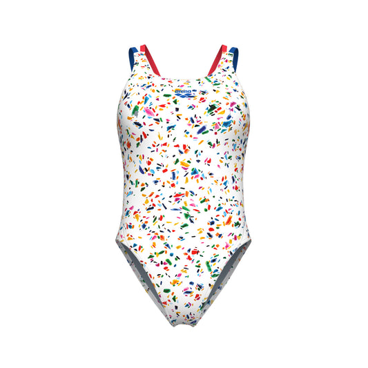 women's arena confetti swimsuit swim tech multi